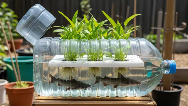 Inspirasi Galon Bekas untuk Tanam Kangkung Sekaligus Ternak Lele/AI Generated