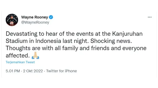 10 Ucapan Duka dari Klub Bola Ternama, Tragedi Kanjuruhan Jadi Perhatian Dunia