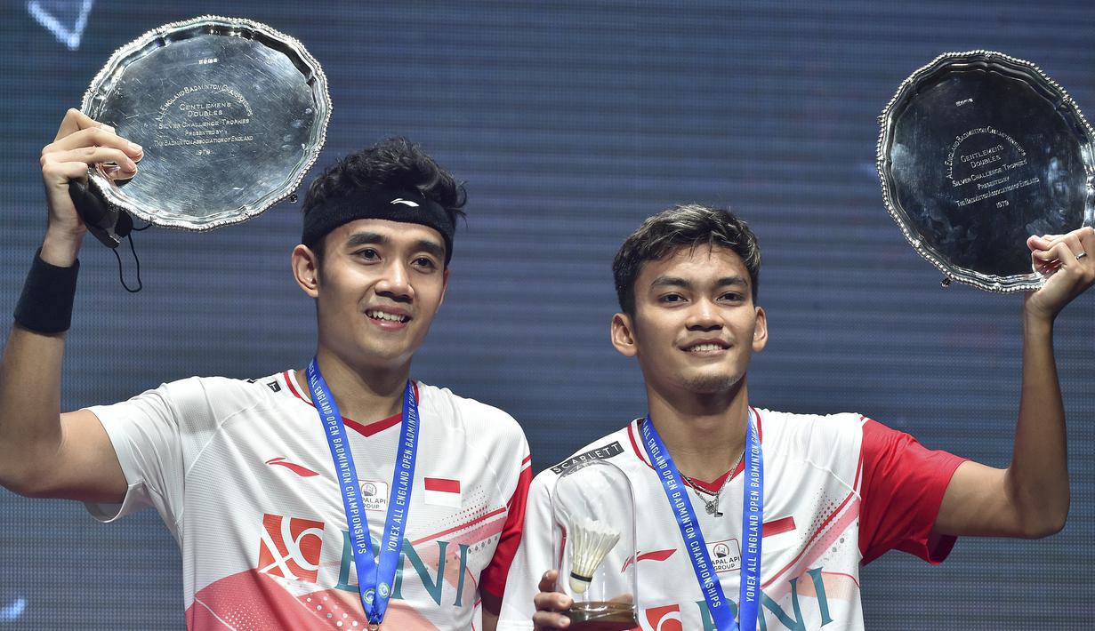 Gelar All England 2022 merupakan gelar kedua Muhammad Shohibul Fikri/Bagas Maulana sepanjang karier mereka. Gelar pertama didapat pada turnamen Hyderabad Open 2019. (AP/Rui Vieira)