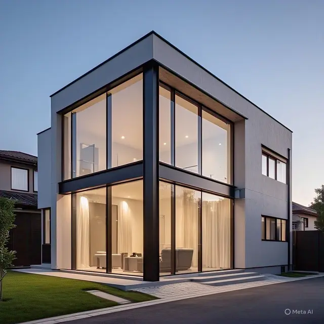 Desain Rumah Minimalis Type 45 Full Glass Facade 