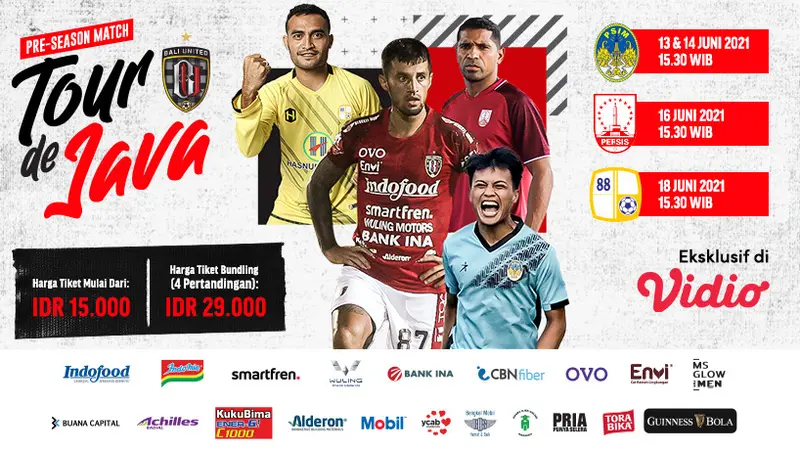 Live Streaming Bali United Tour de Java Eksklusif di Vidio 13-18 Juni 2021