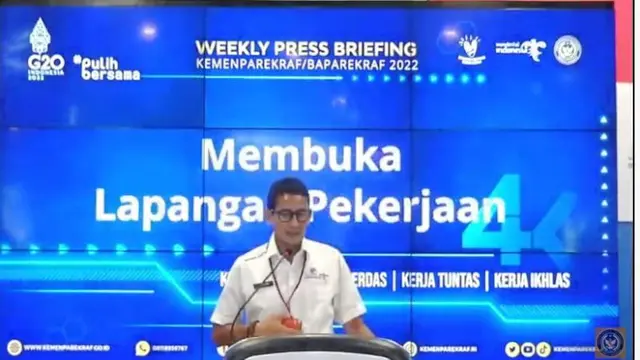 Menparekraf Sandiaga Uno di Weekly Press Briefing