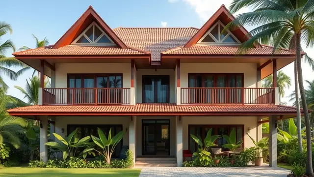 Model Rumah 2 Lantai Atap Segitiga untuk Hunian Tropis Modern