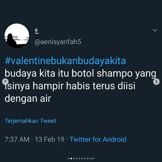 Valentine bukan budaya kita (foto: Twitter/@aenisyarifah5)