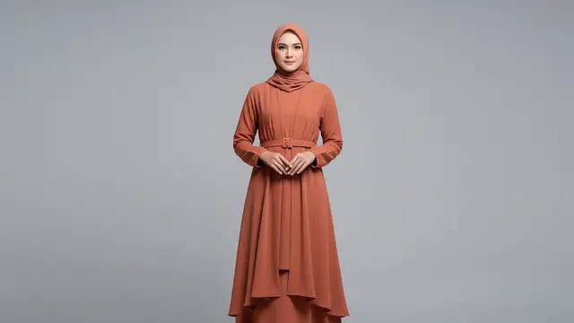 Gamis 2-in-1 dengan Outer Belted