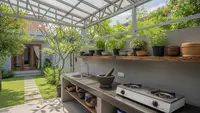 10 Desain Dapur Belakang Rumah yang Teduh dengan Rangka Baja Ringan