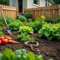 Ilustrasi ular di kebun sayur halaman belakang rumah (Created by AI)