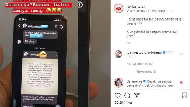 Unggahan akun gosip. (Foto: Instagram @lambe_turah)