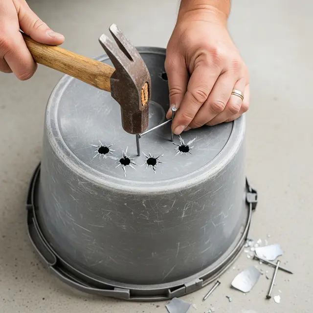Cara Membuat Lubang Drainase Pot dari Ember Bekas yang Benar (Image by Gemini AI)