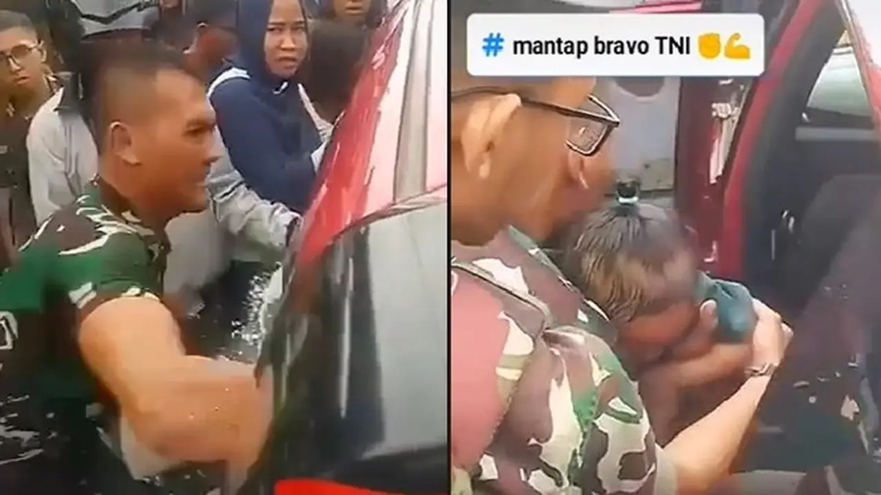 Video Aksi Anggota TNI Selamatkan Balita yang Terkunci Dalam Mobil Ini Viral