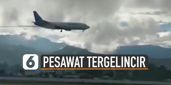VIDEO: Detik-Detik Pesawat Trigana Air Tergelincir saat Mendarat