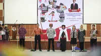 Rafi Ahmad Falah, calon anggota Paskibraka Nasional 2019 dari Banten dipercaya teman-temannya untuk menjadi Lurah di Desa Bahagia (Liputan6.com/Sammy 'Azmi)