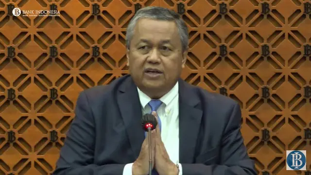 Gubernur Bank Indonesia Perry Warjiyo dalam konferensi Pers RDG periode April 2023, Selasa (18/4/2023). Hasilnya, memutuskan untuk mempertahankan BI 7-Day Reverse Repo Rate (BI7DRR) sebesar 5,75 persen.