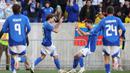 Gol Nicolo Barella pada menit ke-90+4 menggenapi keunggulan atas Ekuador jadi 2-0. (Charly TRIBALLEAU/AFP)