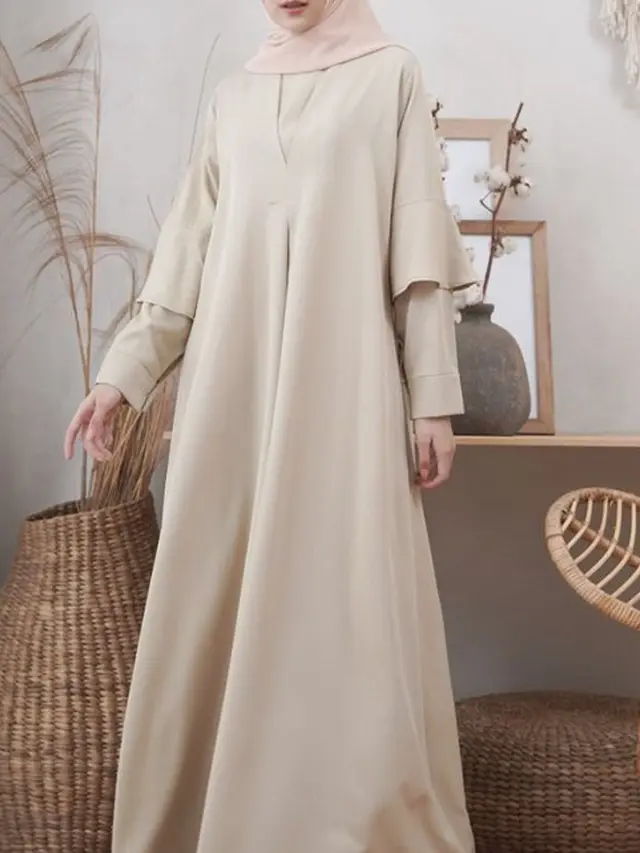 Gamis Lengan Rempel (Foto: Pinterest/Pusat Baju Muslim Terbaru)