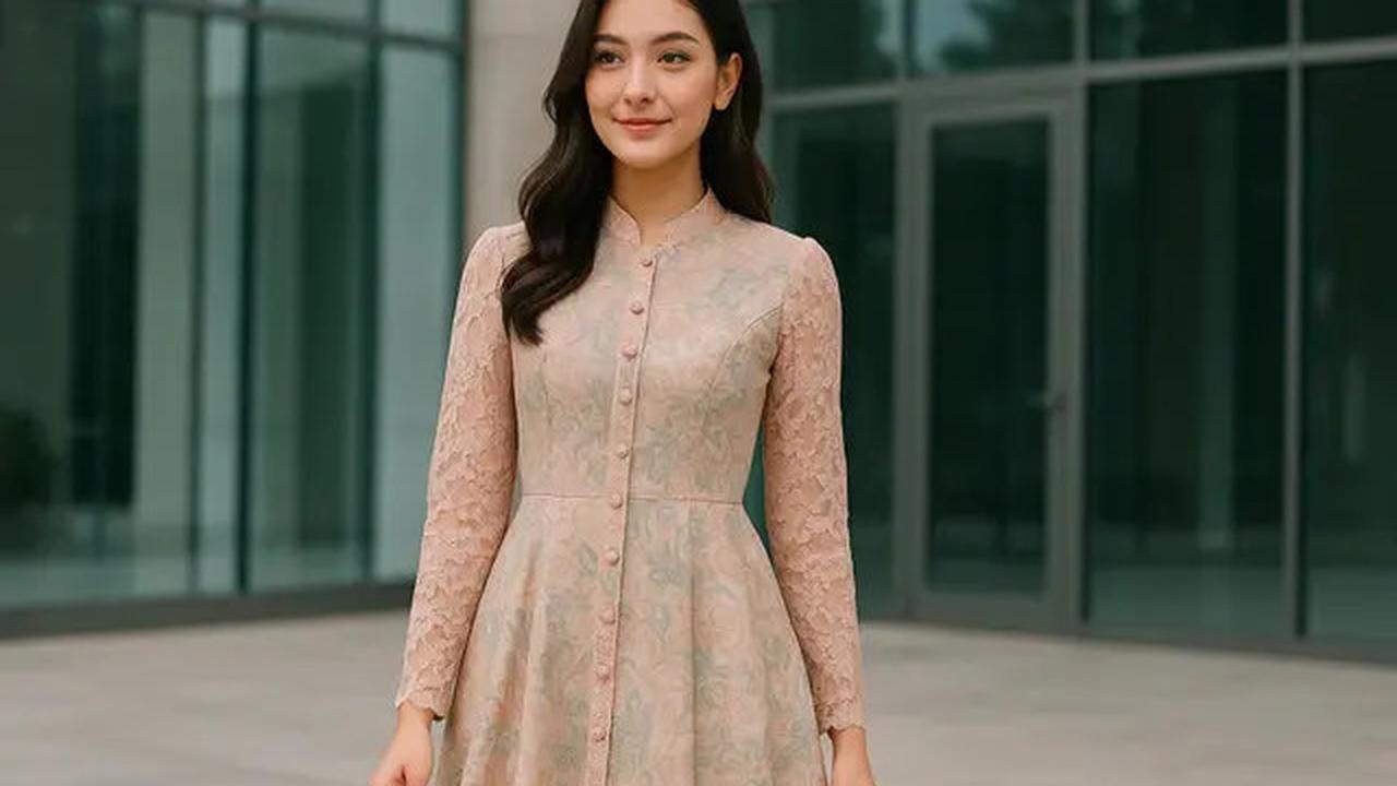 20 Model Dress Batik Kombinasi Brokat Lengan Panjang, Anggun untuk Acara Resmi dan Kondangan