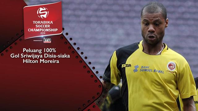Sriwijaya berpeluang mencetak gol pada laga melawan Persiba Balikpapan, sayang kesempatan tersebut tak mampu dimaksimalkan Hilton Moreira.