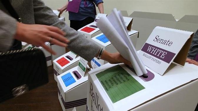 Tampilan kotak suara dalam Pemilu Australia 2018 (AP)