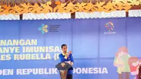 Presiden Joko Widodo mencanangkan kampanye vaksinasi Measles Rubella di MTs Negeri 10 Sleman, Ngaglik, Sleman, Yogyakarta, Selasa (1/8/2017) ( Foto : Dokumentasi Kemkes)