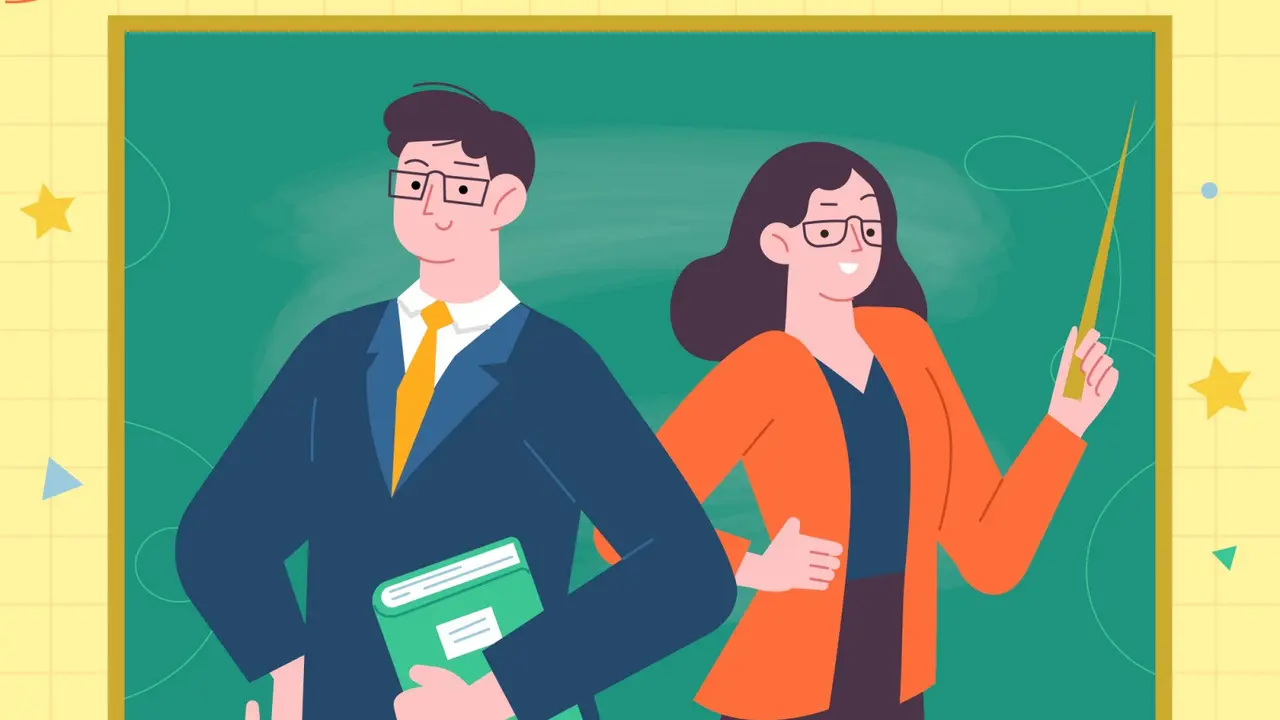 Ilustrasi guru, wali kelas, mengajar