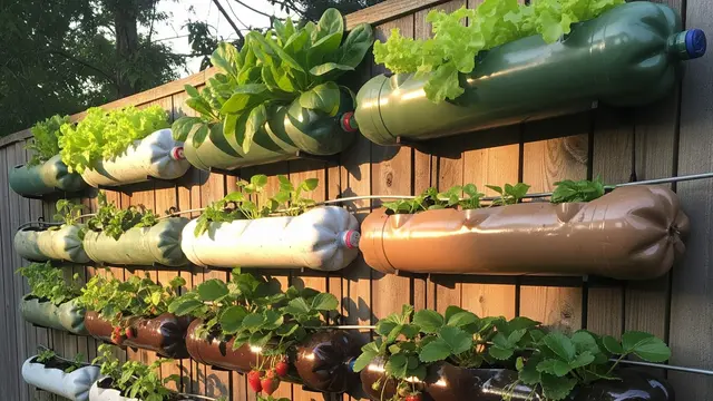 Model Kebun Mungil di Halaman Belakang dengan Botol Bekas