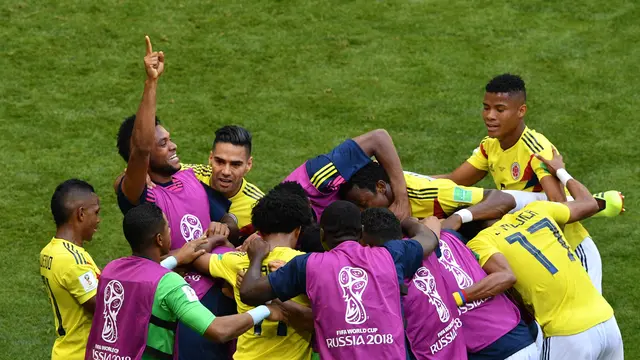 Gol pertama Timnas Kolombia di Piala Dunia 2018 dibuat oleh Juan Quintero.