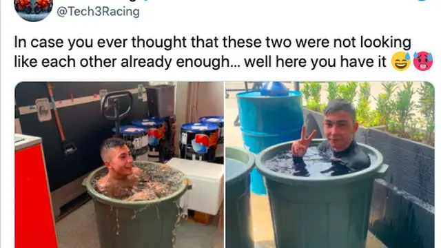 Pembalap MotoGP berendam di ember