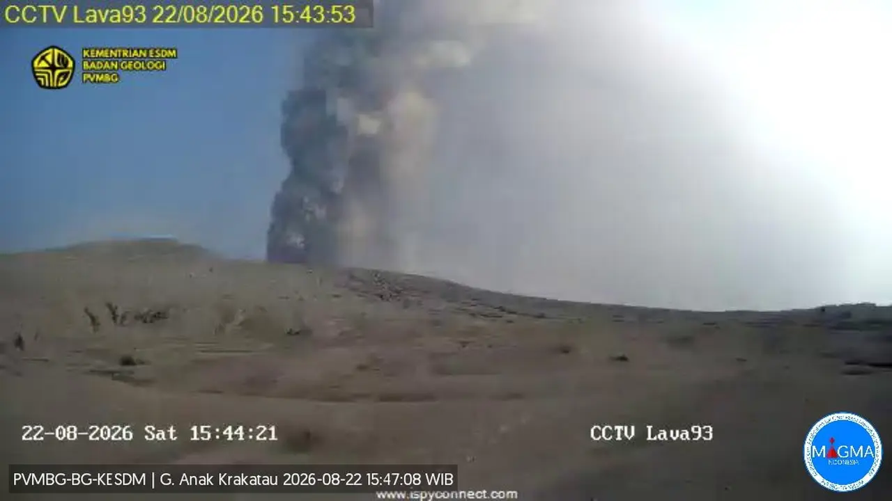 Gunung Anak Krakatau Erupsi 5 Kali dalam Hitungan Jam, Kolom Abu Capai 400 Meter
