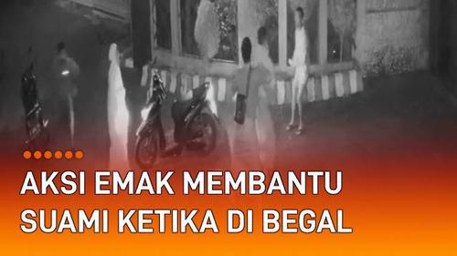 VIDEO: Dikepung Penjahat Bersarung, Emak-Emak Bantu Suami Menghadangnya