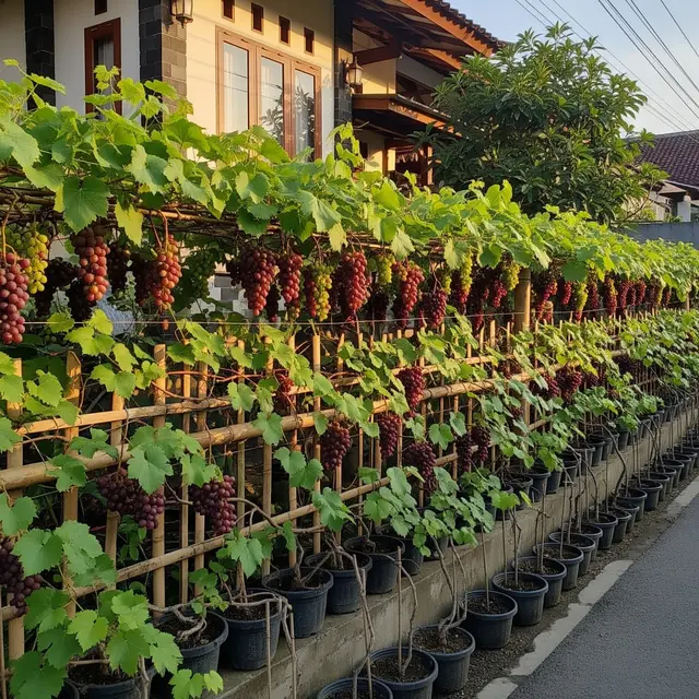 Inspirasi Kebun Anggur Rambat di Pagar Rumah yang Estetik dan Produktif