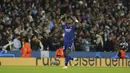 <p>Penyerang Real Madrid, Vinicius Junior berselebrasi usai mencetak gol ke gawang Manchester City pada pertandingan leg pertama semifinal Liga Champions di stadion Etihad di Manchester, Inggris, Rabu (27/4/2022). City menang atas Madrid 4-3. (AP Photo/Jon Super)</p>