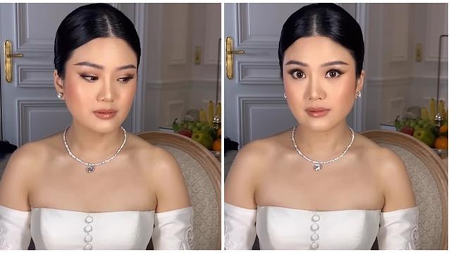 6 Detail Penampilan Valencia Tanoe di Hari Pernikahan, Gaun Dirancang Desainer Terkenal