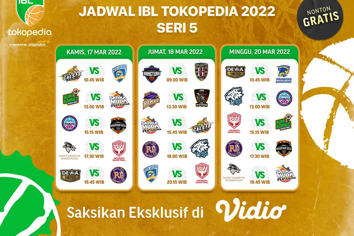 Jadwal Lengkap IBL Tokopedia Seri 5 Pekan Ini, Saksikan Live Streaming di Vidio