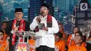 Calon gubernur dan calon wakil gubernur nomor urut 3, Pramono Anung-Rano Karno saat menyampaikan pandangan debat ketiga Pemilihan Kepala Daerah Jakarta 2024 di Golden Ballroom Hotel Sultan Jakarta, Minggu (17/11/2024). (Liputan6.com/Herman Zakharia)