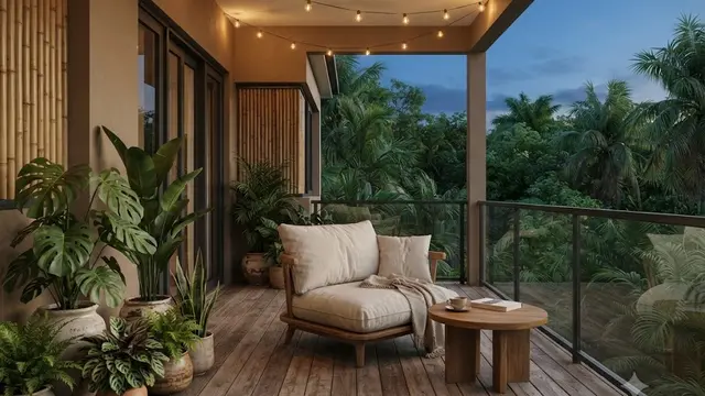 Area Balkon atau Teras Bernuansa Alam