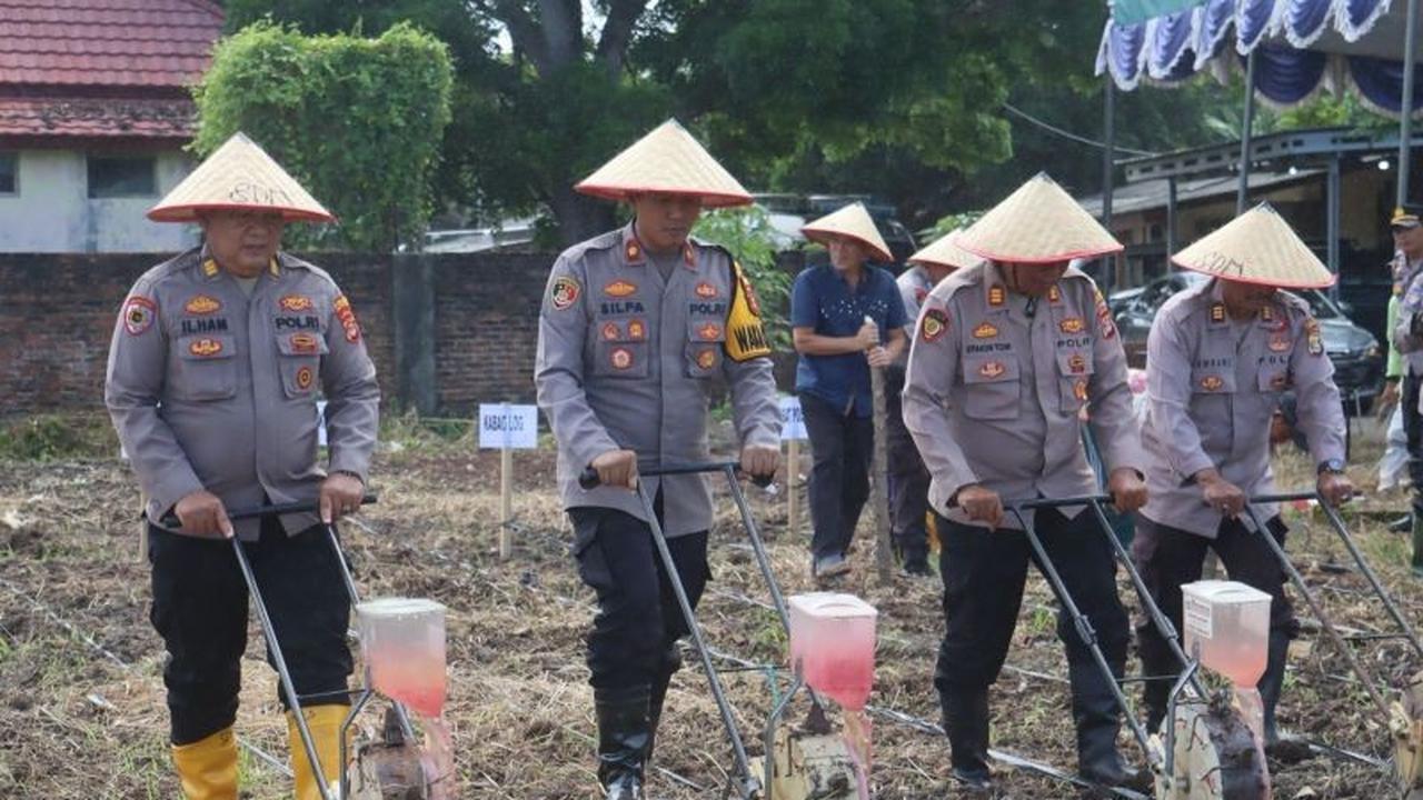 Polres Lamsel Ubah Lahan Tidur Jadi Areal Pertanian Produktif, Dukung Ketahanan Pangan Nasional