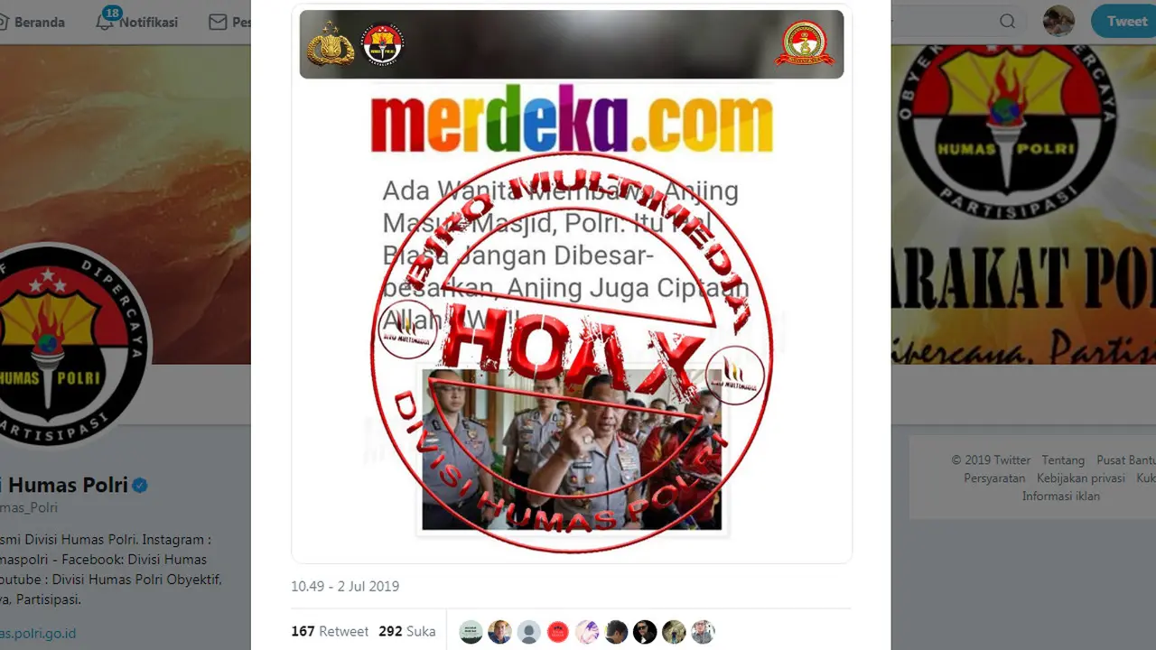Hoaks Wanita Bawa Anjing ke Masjid