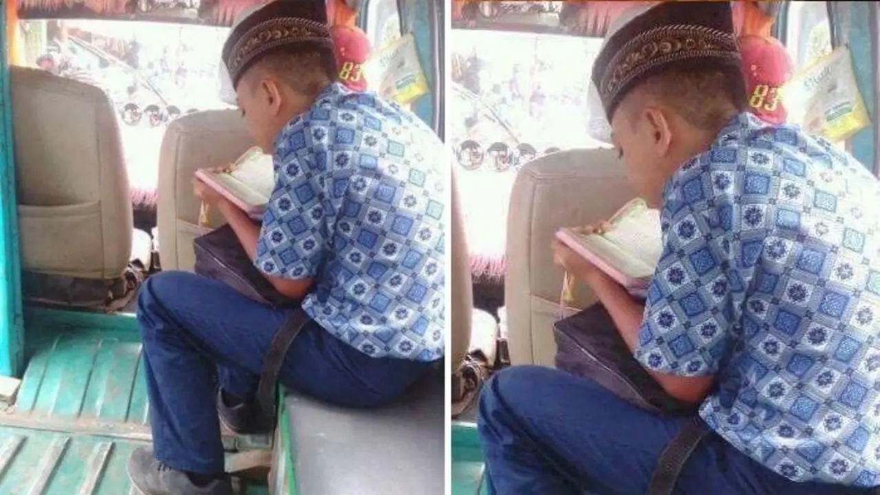 Di Angkot Bocah Ini Terus Menunduk, Apa yang Sedang Dilakukannya?