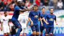 Jose Mourinho mengawali kiprahnya sebagai manajer Manchester United dengan hasil positif. Menghadapi Wigan Athletic dalam laga persahabatan, The Red Devils menang dua gol tanpa balas. (Action Images via Reuters/Lee Smith)