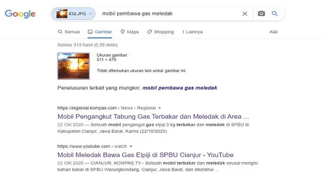 Gambar Tangkapan Layar Penelusuran Foto Menggunakan Situs Google Images.