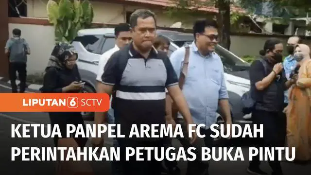 Ketua Panpel dan Security Officer Arema FC diperiksa terkait tragedi kanjuruhan. Ketua Panpel Arema FC, Abdul Haris mengaku sesuai SOP sudah perintahkan petugas buka pintu stadion, 15 menit sebelum pertandingan berakhir.