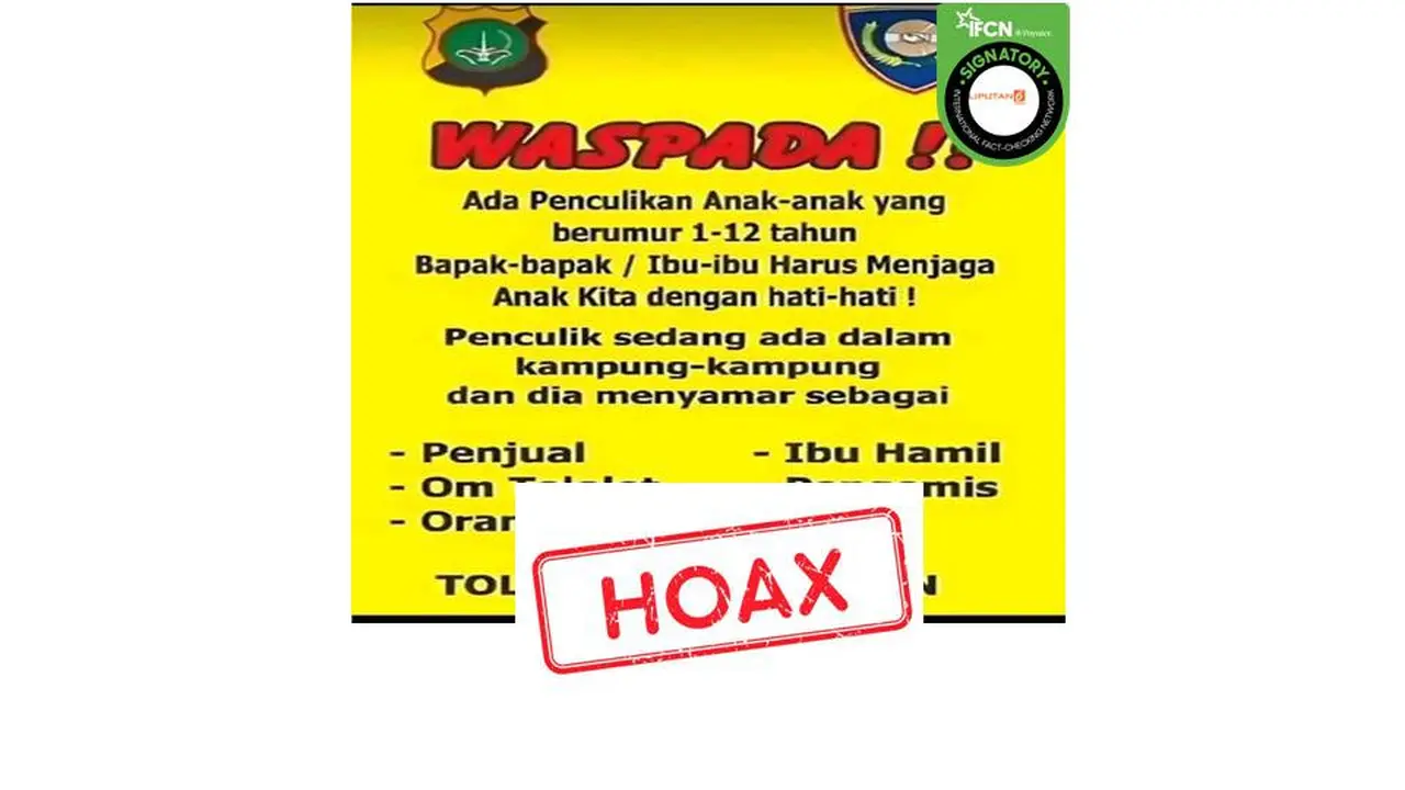 Cek Fakta poster waspada penculik anak