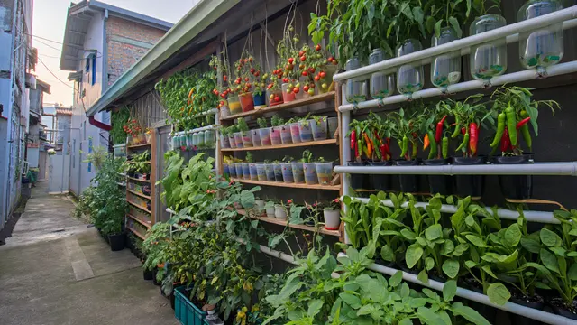 Contoh Rumah di Gang Sempit Tapi Tetap Punya Kebun (AI)