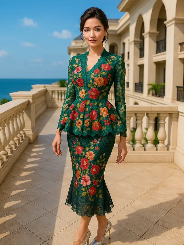 Model Kebaya Brokat Motif Bunga
