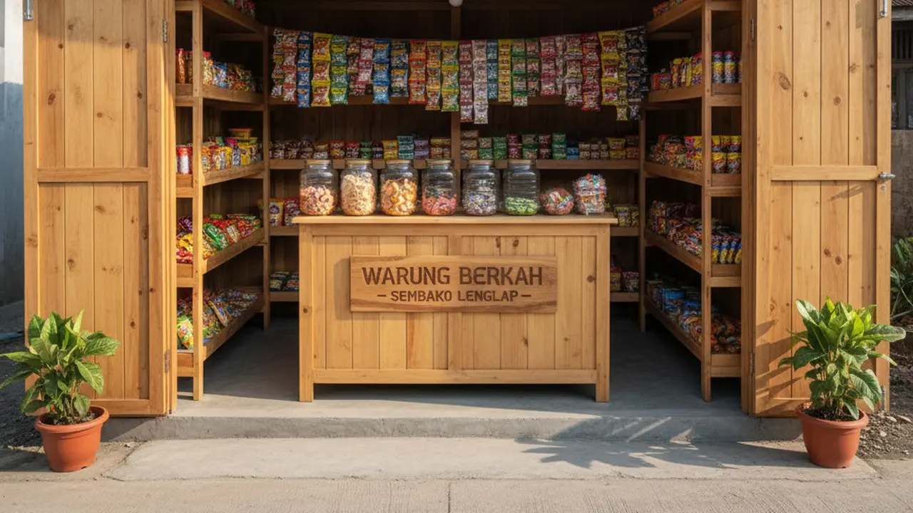 Ide Desain Warung Sembako Hemat Biaya Modal Kecil (Image by Gemini AI)