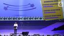 Presiden Joko Widodo atau Jokowi memberikan sambutan saat menghadiri perayaan ulang tahun ke-8 Partai Nasdem di JIExpo, Jakarta, Senin (11/11/2019). Acara tersebut sekaligus penutupan Kongres ke-II Partai Nasdem. (Liputan6.com/Angga Yuniar)
