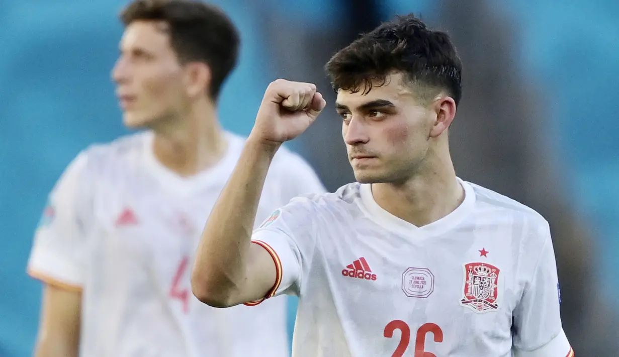 Penghargaan pemain muda terbaik jatuh kepada gelandang Spanyol, Pedri. Pemain berumur 18 tahun itu tampil menawan di sepanjang Piala Eropa 2020. (Foto: AFP/Javier Soriano)