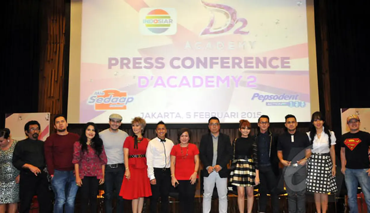 Konferensi pers D'Academy 2 di SCTV Tower, Senayan, Jakarta, Kamis (5/2/2015). D'Academy 2 siap digelar kembali untuk menghibur masyarakat Indonesia. (Liputan6.com/Panji Diksana)
