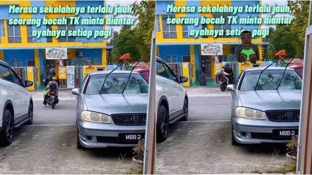 Sekolah Cuma Depan Rumah, Momen Bocah Minta Diantar Ayah Naik Motor Ini Menyentuh