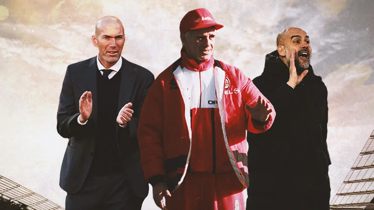 Ilustrasi - Zinedine Zidane, Arrigo Sacchi, Pep Guardiola
